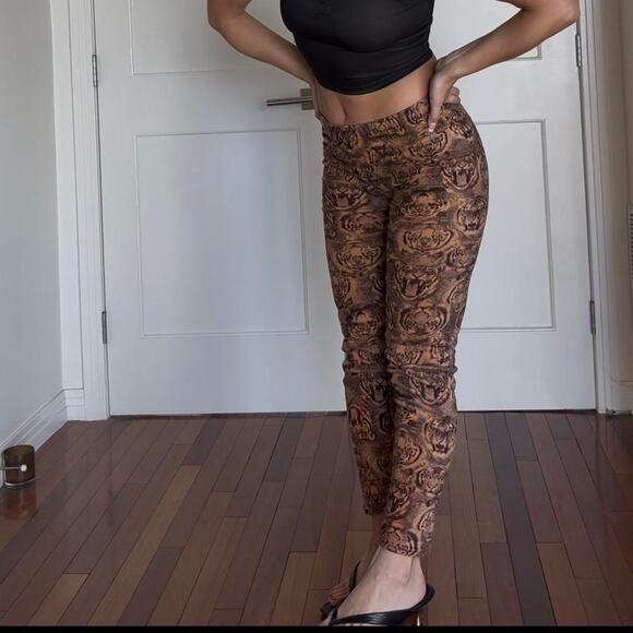 Brown tiger face print soft leggings - Picture 6 of 8